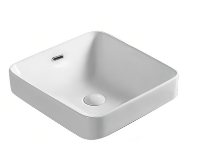 Square Insert Style Gloss White Ultra Slim Fine Ceramic Basin 420x420x155mm